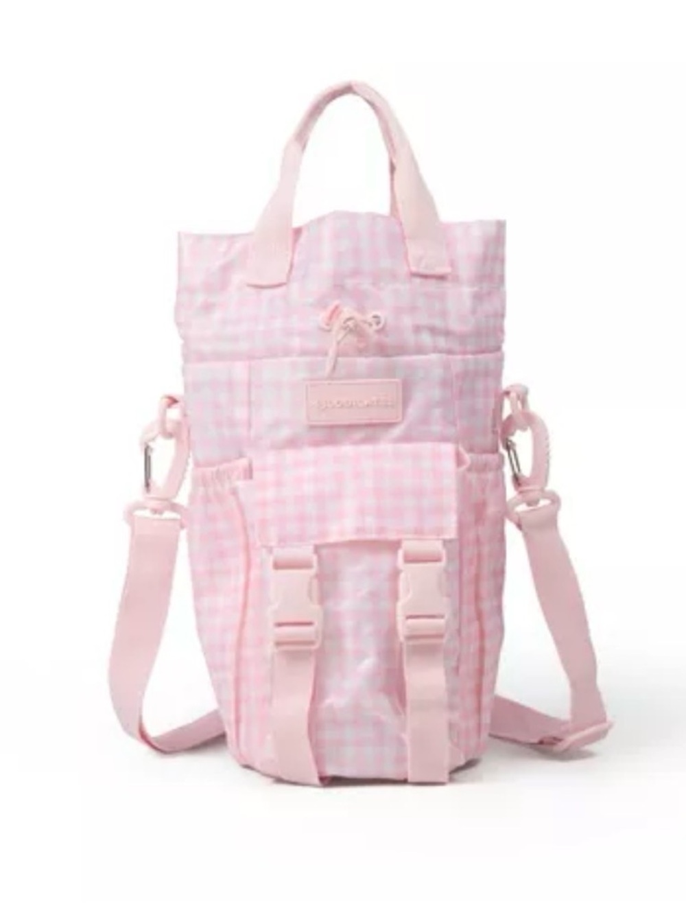 NWT Blogilates pink gingham waterbottle sling